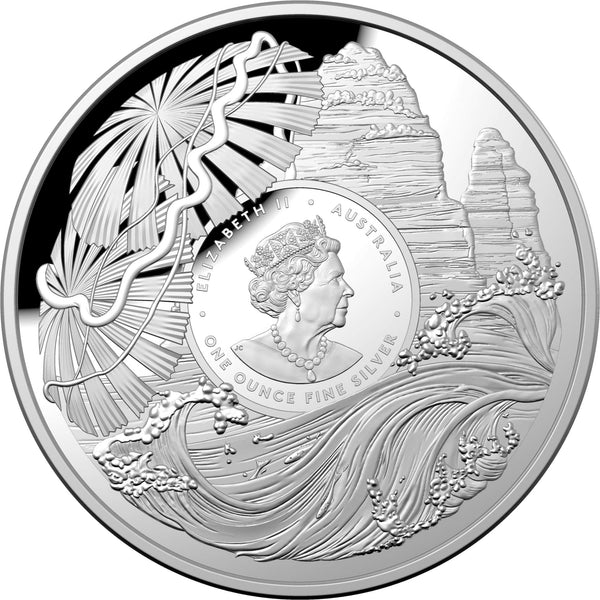 2022 Great Barrier Reef $5 Silver Coloured Proof Domed Coin