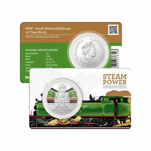 2022 Australian Steam Trains - NSW Maitland 50c Coloured Uncirculated Coin