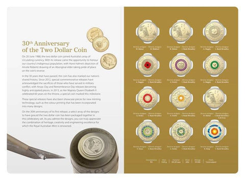 2018 30TH Anniversary of the $2 Dollar 12 Coin Folder