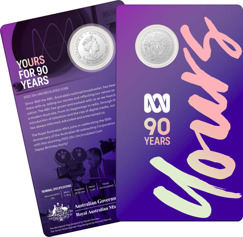 2022 ABC 90th Anniversary - 20c Uncirculated on Card