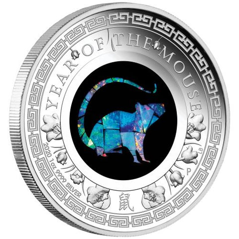 2020 Australian Opal Lunar Mouse 1oz Silver $1 Proof Coin