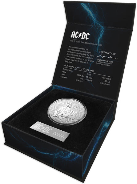 2023 AC/DC $1 Silver Frosted Uncirculated Coin