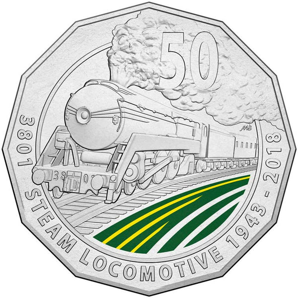 2018 A Legend of Steam 3801 50c Unc