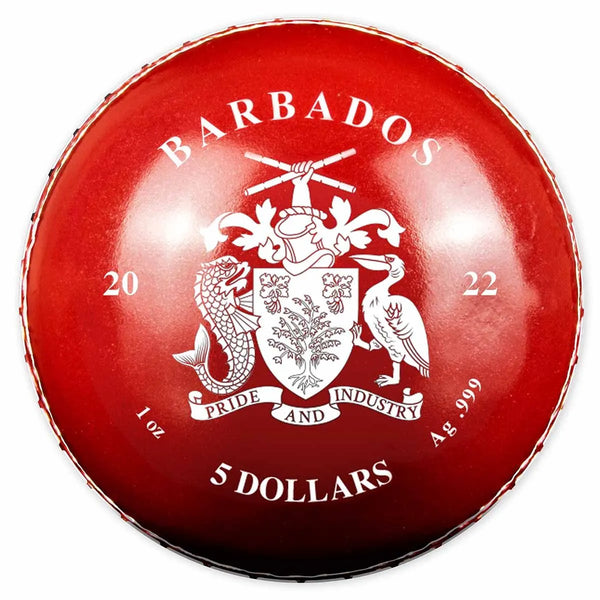 2022 T20 Cricket World Cup $5 Ball-Shaped Colour 1oz Silver Coin