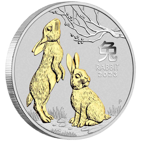 2023 Australian Lunar Series III Year of the Rabbit 1oz Silver Gilded Proof