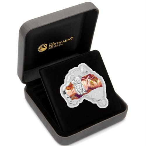 2014 $1 Australian Map Shaped Coin – Koala 1oz Silver Coin