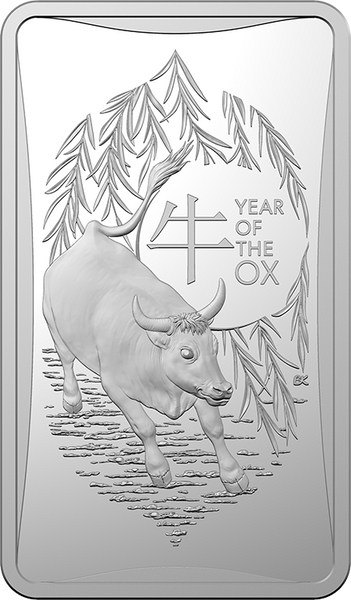 2021 Year of the Rat $1 - 1/2oz Silver Frosted Ingot