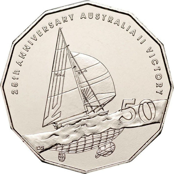 2008 Americas Cup 25th Anniversary - Australia II's Victory Uncirculated 50c Coin in Card