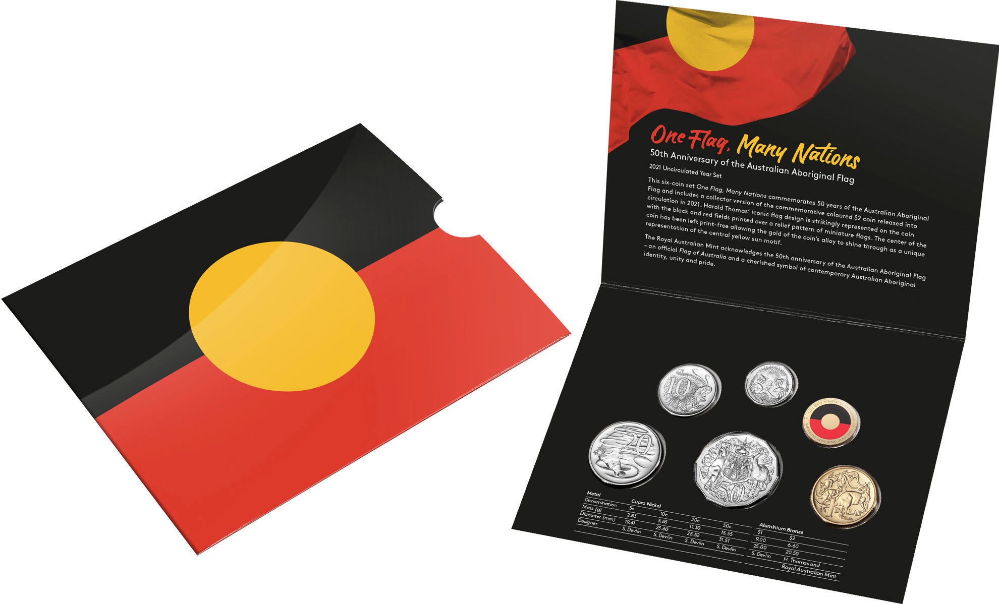 2021 50th Anniversary of the Aboriginal Flag 6 Coin Mint Set