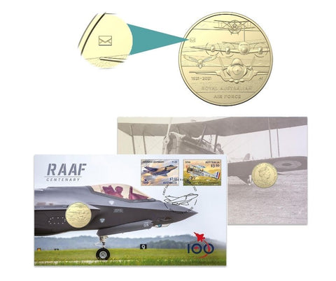 2021 RAAF Centenary One Dollar PNC with Australia Post Envelope Privy Mark