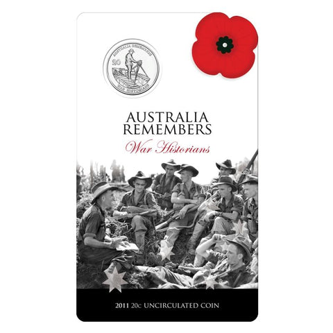 2011 Australia Remembers 'War Historians' 20c Unc Coin in Card