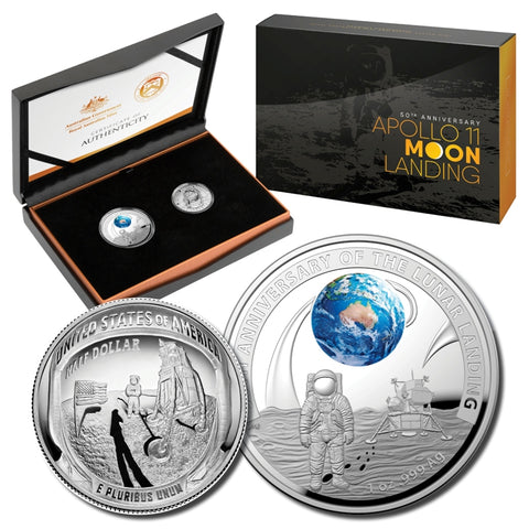 2019 Apollo 11 Moon Landing 50th Anniversary 2 Coin Proof Set