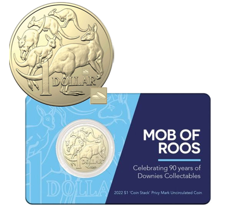 2022 Downies 90th Anniversary $1 Roos 'Coin Stack' Privymark Coin Pack