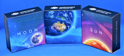 The Earth And Beyond $5 Silver Dome 3 Coin Proof Set "EARTH MOON & SUN"