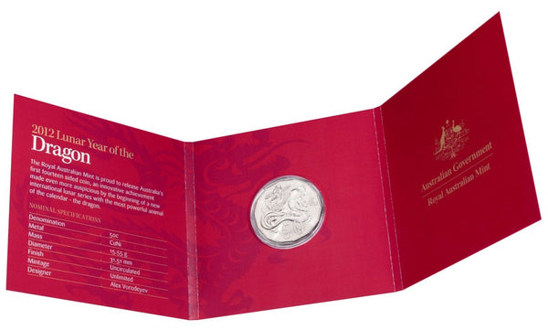 2012 Lunar Year of the Dragon 50c Carded