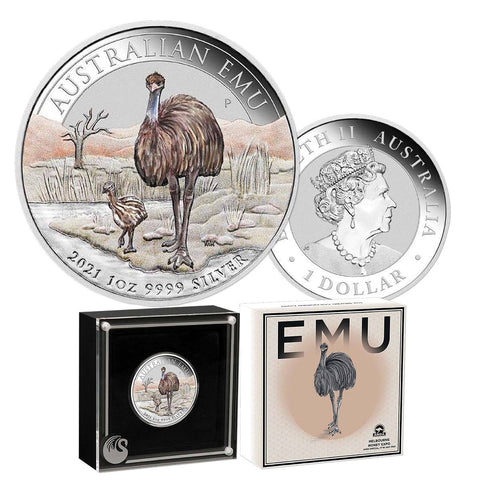 2021 Australian Emu 1oz Silver Coloured Coin - Melbourne Money Expo (ANDA)