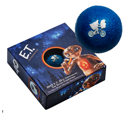 2022 E.T. 40th Anniversary The Extra-Terrestrial 1oz Silver Bicycle Silhouette Moon Sphere Coin