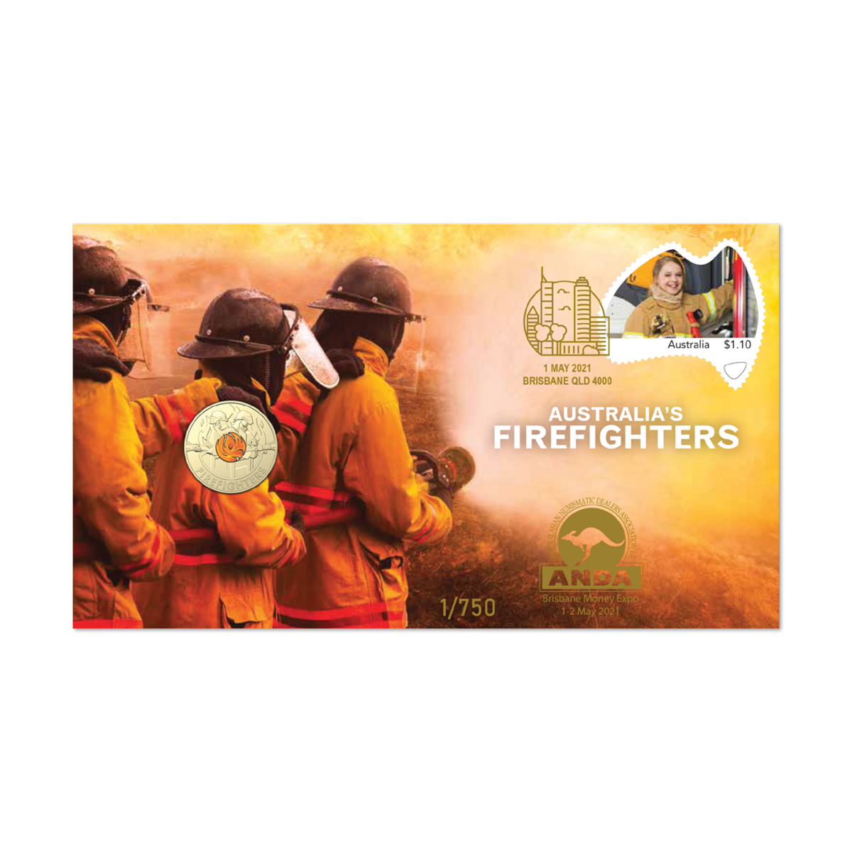 2021 Firefighter Remembrance $2 PNC - Brisbane ANDA Overprint