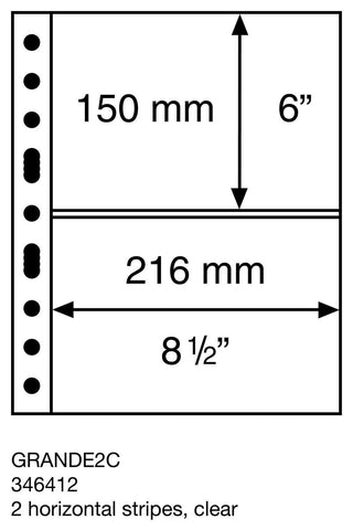 GRANDE Plastic pockets, 2 horizontal stripes, clear