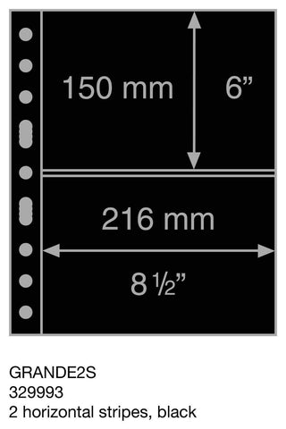 Plastic pockets GRANDE, 2 horizontal stripes, black- double sided