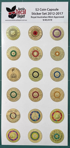 $2 Coin Tube Stickers 36 Sticker Set (2012 - 2021)