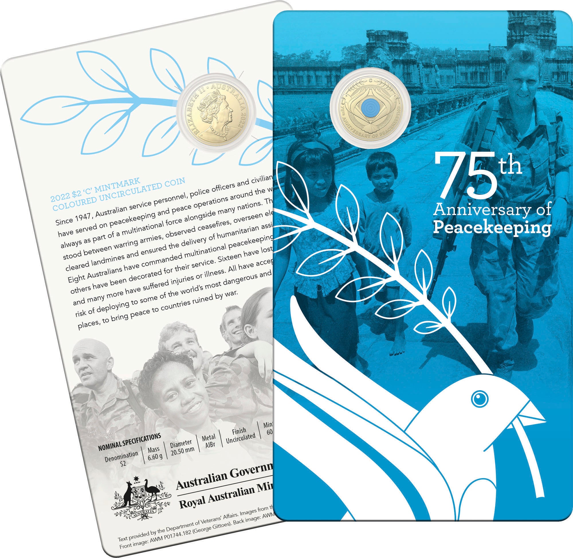 2022 Peacekeepers $2 'C' Mintmark Carded Coin