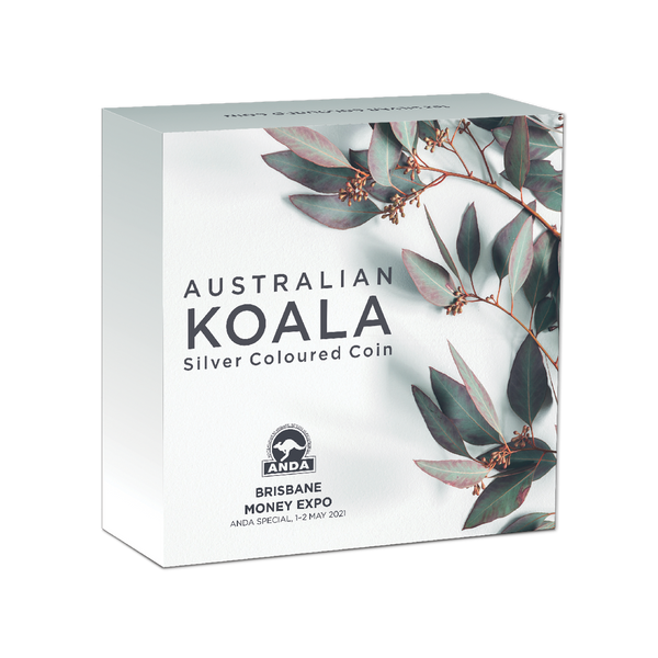 2021 Australian Koala 1oz Silver Coloured Coin Brisbane Money Expo (ANDA)