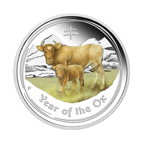 2021 Australian Lunar Series II Year of the Ox 2oz Silver Proof Coloured Coin