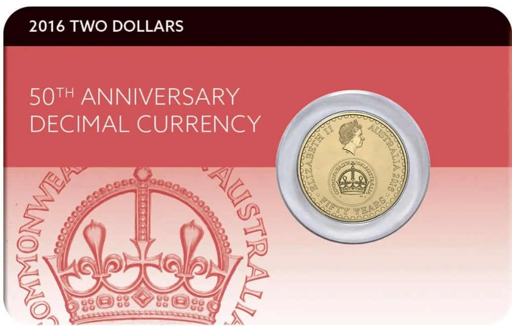 2016 50th Anniversary Decimal Currency $2 - Downies Card