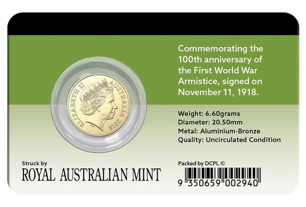 2018 Remembrance Day Armistice Centenary $2 - Downies Card