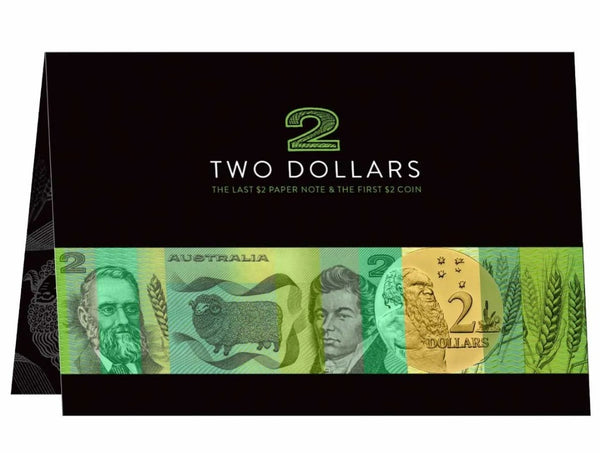 Two Dollar First and Last Coin and Banknote Folder