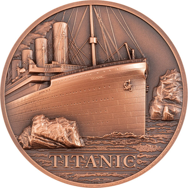 2022 Titanic $1 50g Copper Antiqued Ultra High Relief Coin