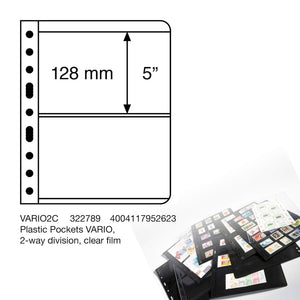 Vario 2C Plastic Pockets, 2-Way Division, Clear Film