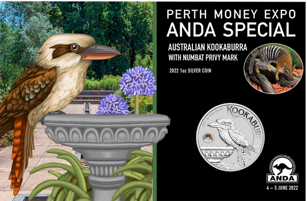 2022 Perth Mint 1oz Silver Kookaburra with Numbat Privy