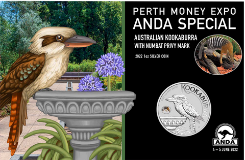 2022 Perth Mint 1oz Silver Kookaburra with Numbat Privy