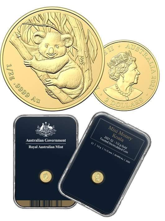 2021 Miniature Koala 0.5g $2 Gold Coin