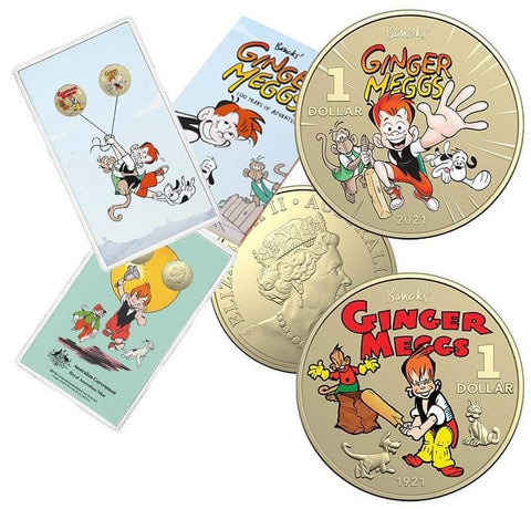 2021 Ginger Meggs 100 Years of Adventures $1 Two Coin Set