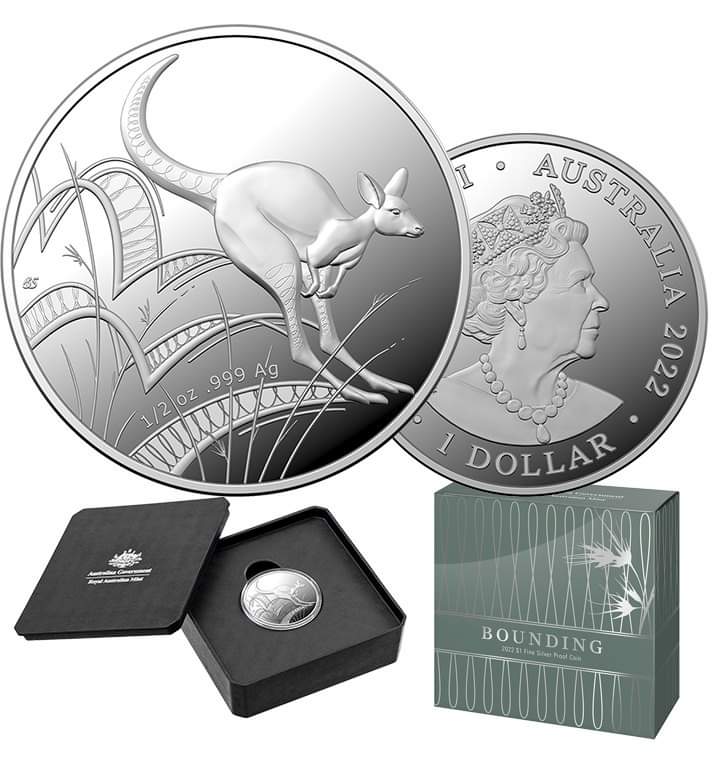 2021 Bounding Kangaroo 1/2oz Silver $1 Proof Coin