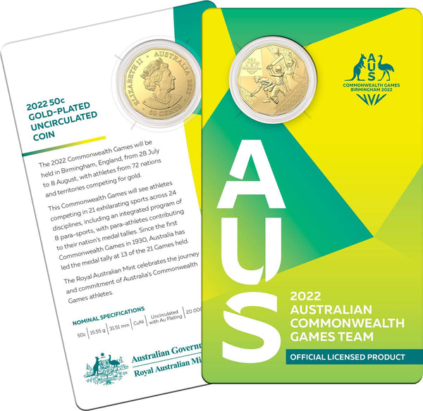 2022 Australian Commonwealth Games Team 50c Gold-Plated Coin