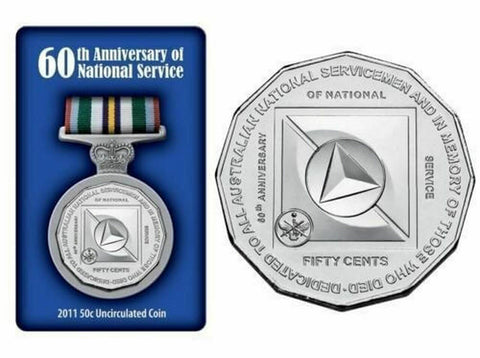 2011 National Service 60th Anniversary 50c Carded UNC