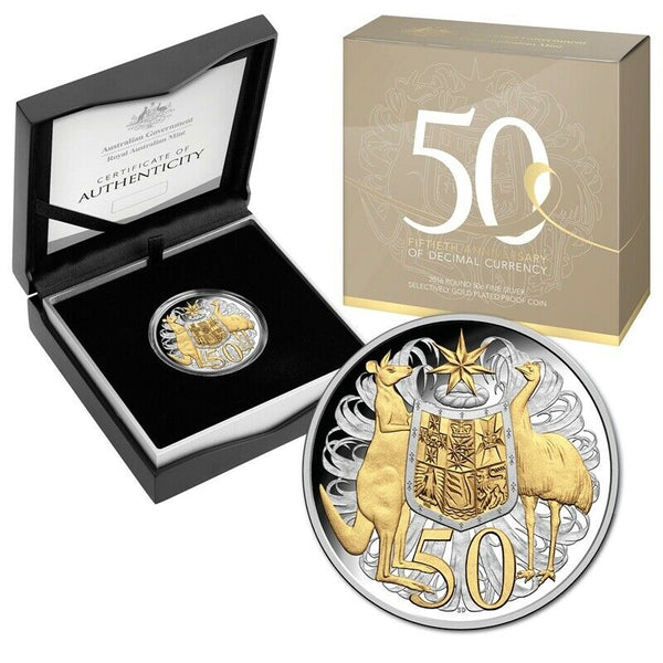 2016 50th Anniversary of Decimal Currency 50c Gold Plated Silver Proof