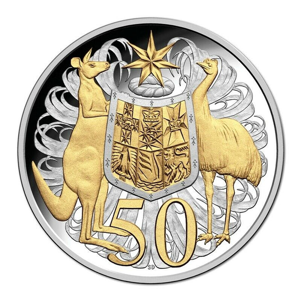 2016 50th Anniversary of Decimal Currency 50c Gold Plated Silver Proof
